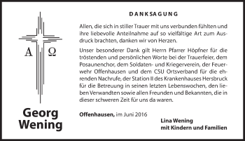 Traueranzeige von Georg Wening von Hersbrucker Zeitung