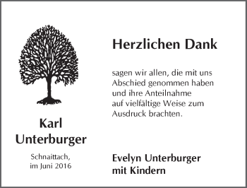 Traueranzeige von Karl Unterburger von Pegnitz-Zeitung