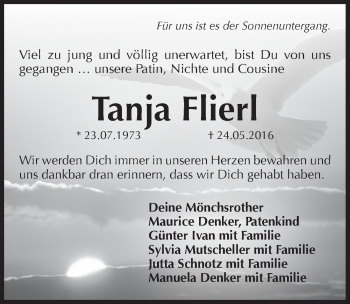 Traueranzeige von Tanja Flierl von Pegnitz-Zeitung