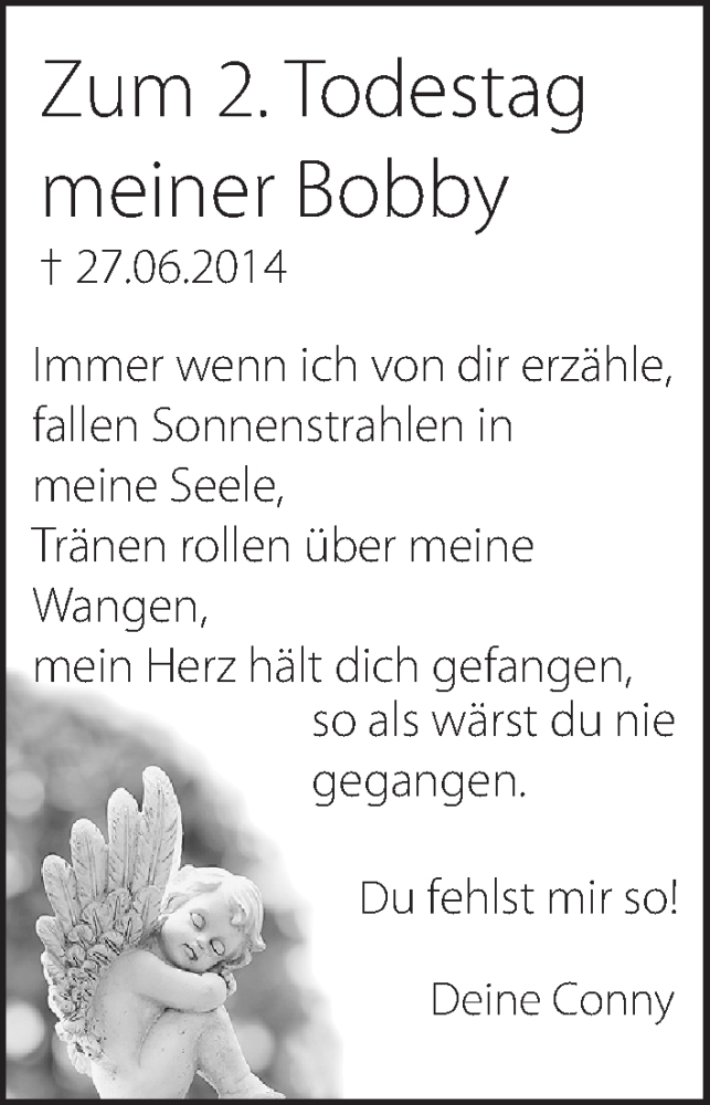  Traueranzeige für Bobby  vom 27.06.2016 aus Hersbrucker Zeitung