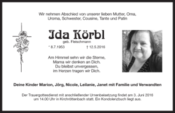 Traueranzeige von Ida Koerbl von Pegnitz-Zeitung