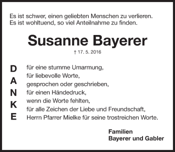 Traueranzeige von Susanne Bayerer von Pegnitz-Zeitung