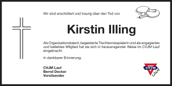 Traueranzeige von Kirstin Illing von Pegnitz-Zeitung