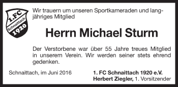 Traueranzeige von Michael Sturm von Pegnitz-Zeitung