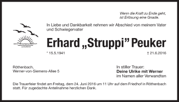 Traueranzeige von Erhard Peuker von N-Land
