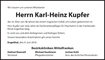Traueranzeige von Karl-Heinz Kupfer von Hersbrucker Zeitung