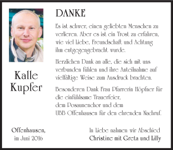Traueranzeige von Kalle Kupfer von Hersbrucker Zeitung