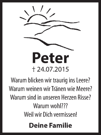 Traueranzeige von Peter Marienfeld von Hersbrucker Zeitung