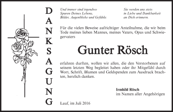 Traueranzeige von Gunter Ro¨sch von Pegnitz-Zeitung