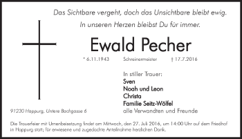 Traueranzeige von Ewald Pecher von Hersbrucker Zeitung