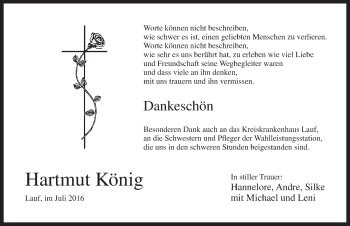 Traueranzeige von Hartmut König von Pegnitz-Zeitung