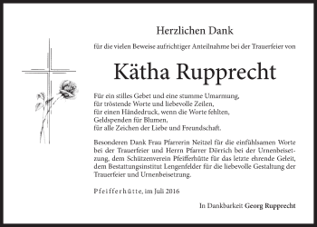 Traueranzeige von Kätha Rupprecht von Der Bote