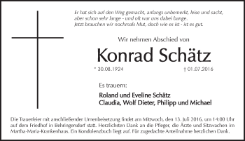 Traueranzeige von Konrad Schätz von Pegnitz-Zeitung
