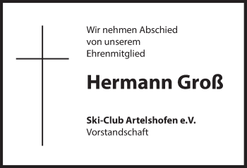 Traueranzeige von Hermann Groß von Hersbrucker Zeitung