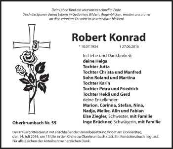 Traueranzeige von Robert Konrad von Hersbrucker Zeitung