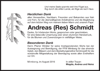 Traueranzeige von Andreas Schmidt von Der Bote