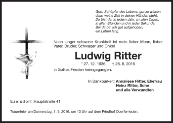 Traueranzeige von Ludwig Ritter von Der Bote