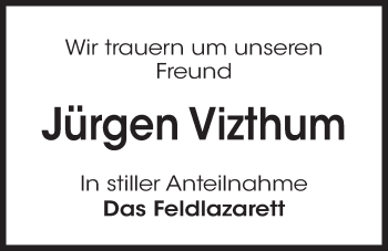 Traueranzeige von Jürgen Vizthum von Der Bote