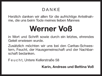 Traueranzeige von Werner Voß von Der Bote
