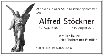 Traueranzeige von Alfred Stöckner von Pegnitz-Zeitung