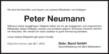 Traueranzeige von Peter Neumann von Der Bote