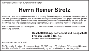 Traueranzeige von Reiner Stretz von Pegnitz-Zeitung
