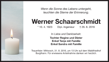 Traueranzeige von Werner Schaarschmidt von Der Bote