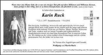 Traueranzeige von Karin Ruck von Pegnitz-Zeitung