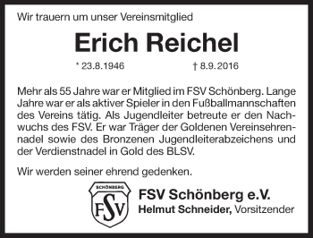 Traueranzeige von Erich Reichel von Pegnitz-Zeitung