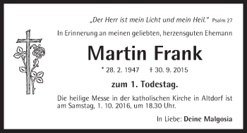 Traueranzeige von Martin Frank von Der Bote
