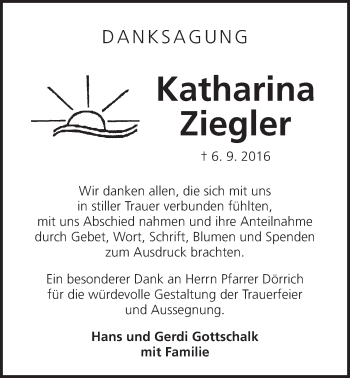Traueranzeige von Katharina Ziegler von Der Bote