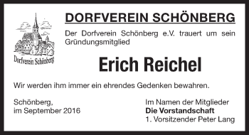 Traueranzeige von Erich Reichel von Pegnitz-Zeitung