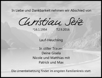 Traueranzeige von Christian Seiz von Pegnitz-Zeitung