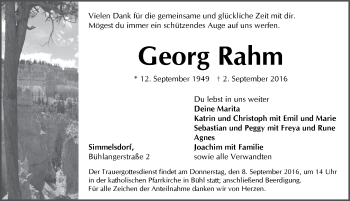 Traueranzeige von Georg Rahm von Pegnitz-Zeitung