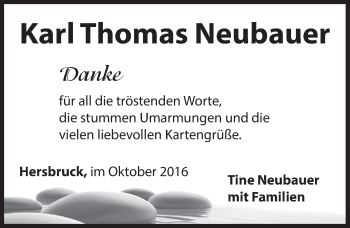 Traueranzeige von Karl Thomas Neubauer von Hersbrucker Zeitung
