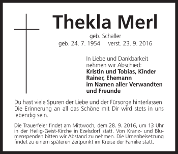 Traueranzeige von Thekla Merl von Der Bote