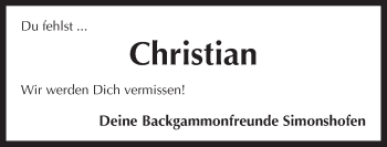 Traueranzeige von Christian  von Pegnitz-Zeitung