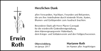 Traueranzeige von Erwin Roth von Pegnitz-Zeitung