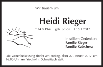 Traueranzeige von Heidi Rieger von Pegnitz-Zeitung