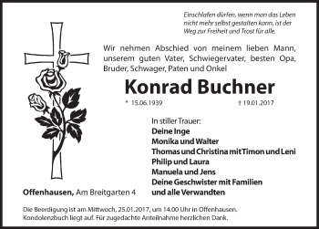 Traueranzeige von Konrad Buchner von Hersbrucker Zeitung
