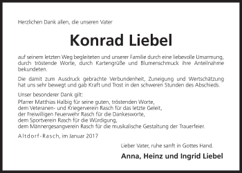 Traueranzeige von Konrad Liebel von Der Bote