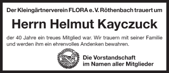 Traueranzeige von Helmut Kayczuck von Pegnitz-Zeitung