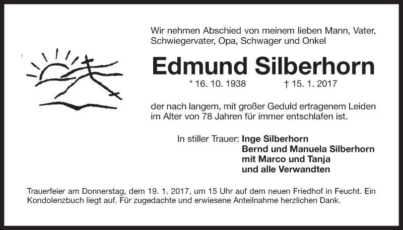  Traueranzeige für Edmund Silberhorn vom 18.01.2017 aus Der Bote