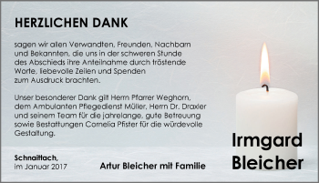 Traueranzeige von Irmgard Bleicher von Pegnitz-Zeitung