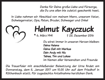 Traueranzeige von Helmut Kayczuck von Pegnitz-Zeitung