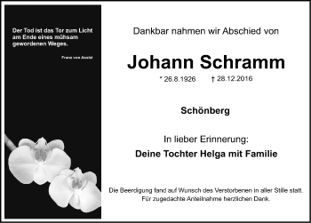 Traueranzeige von Johann Schramm von Pegnitz-Zeitung