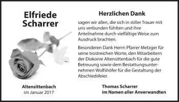Traueranzeige von Elfriede Scharrer von Hersbrucker Zeitung