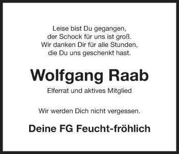 Traueranzeige von Wolfgang Raab von Der Bote