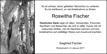 Traueranzeige von Roswitha Fischer von Pegnitz-Zeitung