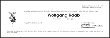 Traueranzeige von Wolfgang Raab von Der Bote